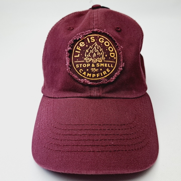 Life Is Good Accessories - Life Is Good Women's 100% cotton cap hat maroon Adjustable Strap
